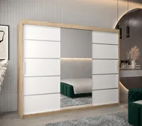 Skriňa s posuvnými dverami Verona 2 250 Svetlohnedé drevo Biela