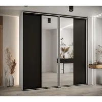 Skriňa s posuvnými dverami so zrkadlom vysoká Davos 3 230 hĺbka 60 cm Biela Čierna