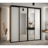 Skriňa s posuvnými dverami so zrkadlom vysoká Davos 3 230 hĺbka 60 cm Biela Čierna