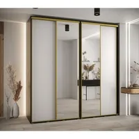 Skriňa s posuvnými dverami so zrkadlom vysoká Davos 3 230 hĺbka 60 cm Biela Čierna
