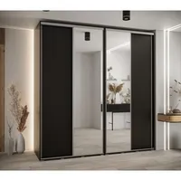 Skriňa s posuvnými dverami so zrkadlom vysoká Davos 3 230 hĺbka 60 cm Čierna