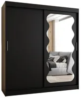 Skriňa s posuvnými dverami so zrkadlom Spoti 180 cm Čierna