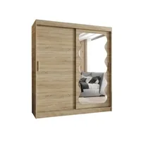 Skriňa s posuvnými dverami so zrkadlom Spoti 180 cm Svetlohnedé drevo