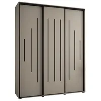 Skriňa s posuvnými dverami vysoká Dakota 12 200 hĺbka 60 cm výška 235,2 cm Sivá Čierna