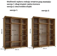 Skriňa s posuvnými dverami so zrkadlom Dakota 13 200 cm 60 cm hĺbky Sivá