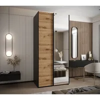 Skriňa s posuvnými dverami so zrkadlom Lux 3 120 Svetlohnedé drevo Čierna