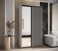 Skriňa s posuvnými dverami so zrkadlom Sapporo 2 130 cm 60 cm Biela Čierna