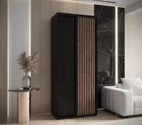 Skriňa s posuvnými dverami Sapporo 1 120 cm 45 cm Svetlohnedé drevo Čierna