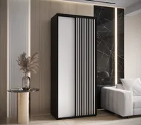 Skriňa s posuvnými dverami Sapporo 1 120 cm 45 cm Biela Čierna