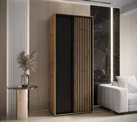 Skriňa s posuvnými dverami Sapporo 1 120 cm 45 cm Drevo tmavohnedé Čierna
