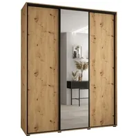 Skriňa s posuvnými dverami so zrkadlom vysoká Davos 3 200 hĺbka 45 cm Svetlohnedé drevo