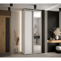 Skriňa s posuvnými dverami so zrkadlom vysoká Davos 3 100 hĺbka 45 cm Biela
