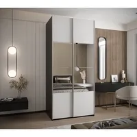 Skriňa s posuvnými dverami so zrkadlom Lux 4 100 Biela Čierna