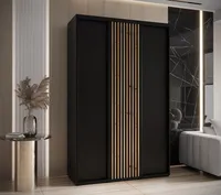 Skriňa s posuvnými dverami Sapporo 1 150 cm 60 cm Svetlohnedé drevo Čierna