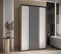 Skriňa s posuvnými dverami Sapporo 1 150 cm 60 cm Svetlohnedé drevo Biela