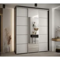 Skriňa s posuvnými dverami so zrkadlom Davos 5 190 cm 45 cm hĺbky Biela Čierna