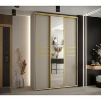 Skriňa s posuvnými dverami so zrkadlom Dakota 11 150 cm 45 cm hĺbky Sivá Žltá
