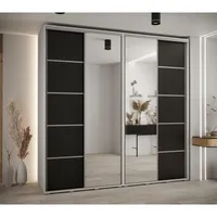 Skriňa s posuvnými dverami so zrkadlom Davos 5 240 cm 60 cm hĺbky Biela Čierna