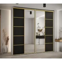 Skriňa s posuvnými dverami so zrkadlom Davos 5 240 cm 60 cm hĺbky Biela Čierna