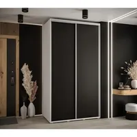 Skriňa s posuvnými dverami Davos 1 130 cm 60 cm hĺbky Biela Čierna