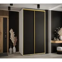 Skriňa s posuvnými dverami Davos 1 130 cm 60 cm hĺbky Biela Čierna