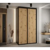 Skriňa s posuvnými dverami Davos 1 130 cm 60 cm hĺbky Svetlohnedé drevo Čierna