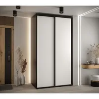 Skriňa s posuvnými dverami Davos 1 130 cm 60 cm hĺbky Biela Čierna