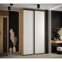 Skriňa s posuvnými dverami Davos 1 130 cm 60 cm hĺbky Svetlohnedé drevo Biela