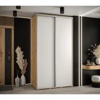 Skriňa s posuvnými dverami Davos 1 130 cm 60 cm hĺbky Svetlohnedé drevo Biela