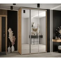 Posuvná skriňa Davos 2 150 cm 60 cm hĺbky Svetlohnedé drevo Sivá