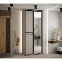 Skriňa s posuvnými dverami so zrkadlom Dakota 11 100 cm 45 cm hĺbky Sivá Čierna