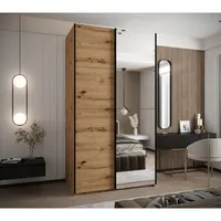 Skriňa s posuvnými dverami so zrkadlom Lux 3 130 Svetlohnedé drevo