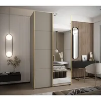 Skriňa s posuvnými dverami so zrkadlom Lux 3 130 Sivá Žltá