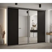 Posuvná skriňa so zrkadlom vysoká Davos 3 280 hĺbka 45 cm Biela Čierna