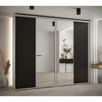 Posuvná skriňa so zrkadlom vysoká Davos 3 280 hĺbka 45 cm Biela Čierna