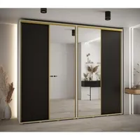 Posuvná skriňa so zrkadlom vysoká Davos 3 280 hĺbka 45 cm Biela Čierna