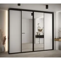 Posuvná skriňa so zrkadlom vysoká Davos 3 280 hĺbka 45 cm Biela Čierna