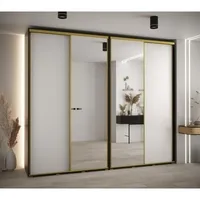 Posuvná skriňa so zrkadlom vysoká Davos 3 280 hĺbka 45 cm Biela Čierna
