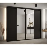 Posuvná skriňa so zrkadlom vysoká Davos 3 280 hĺbka 45 cm Čierna