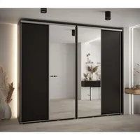 Posuvná skriňa so zrkadlom vysoká Davos 3 280 hĺbka 45 cm Čierna