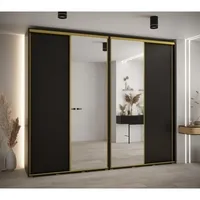 Posuvná skriňa so zrkadlom vysoká Davos 3 280 hĺbka 45 cm Čierna
