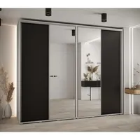 Skriňa s posuvnými dverami so zrkadlom vysoká Davos 3 280 hĺbka 60 cm Biela Čierna
