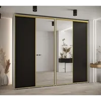 Skriňa s posuvnými dverami so zrkadlom vysoká Davos 3 280 hĺbka 60 cm Biela Čierna