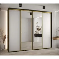 Skriňa s posuvnými dverami so zrkadlom vysoká Davos 3 280 hĺbka 60 cm Biela Čierna