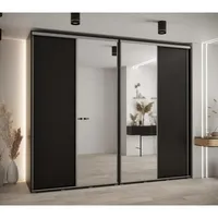 Skriňa s posuvnými dverami so zrkadlom vysoká Davos 3 280 hĺbka 60 cm Čierna
