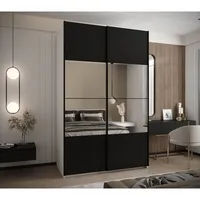 Skriňa s posuvnými dverami so zrkadlom Lux 4 150 Biela Čierna