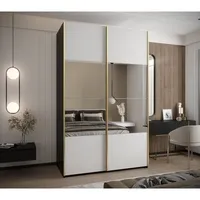 Skriňa s posuvnými dverami so zrkadlom Lux 4 150 Biela Čierna