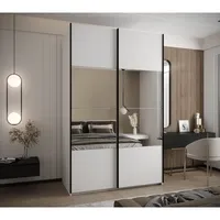 Skriňa s posuvnými dverami so zrkadlom Lux 4 150 Biela Čierna
