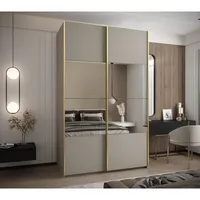 Skriňa s posuvnými dverami so zrkadlom Lux 4 150 Sivá Žltá