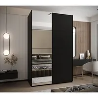 Skriňa s posuvnými dverami so zrkadlom Lux 3 180 Čierna